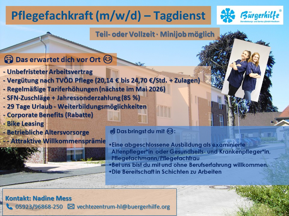 Pflegefachkräfte, Seniorenwohnanlage 'Am Vechtezentrum'