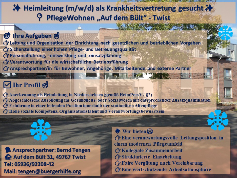 Heimleiter, PflegeWohnen 'Auf dem Bült', Twist