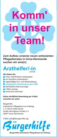 Arzthelfer/-in, Ambulanter Pflegedienst am Hellweg, Unna-Hemmerde