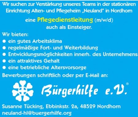 Pflegedienstleitung, Alten- und Pflegeheim "Neuland", Nordhorn