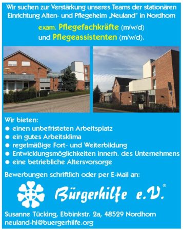 exam. Pflegefachkräfte, Pflegeassistenten, Alten- und Pflegeheim "Neuland", Nordhorn