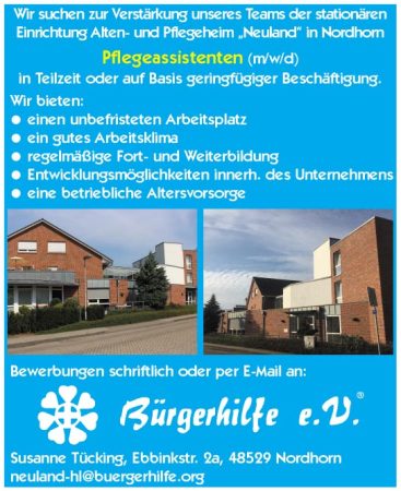 Ppflegeassistenten, Alten- und Pflegeheim "Neuland", Nordhorn