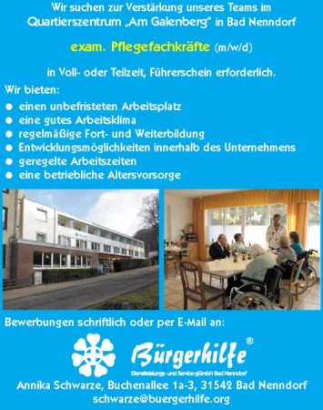 exam. Pflegefachkräfte, Quartierszentrum "Am Galenberg", Bad Nenndorf